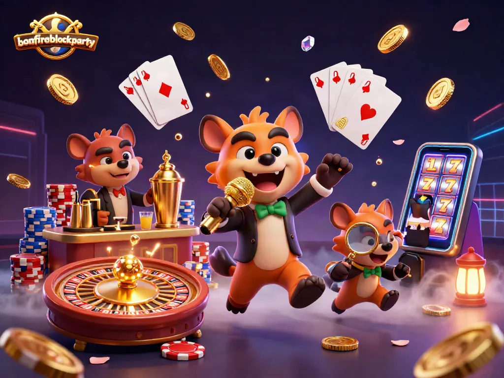 Experience bonfireblockparty excitement with lively hyenas hosting a thrilling casino night